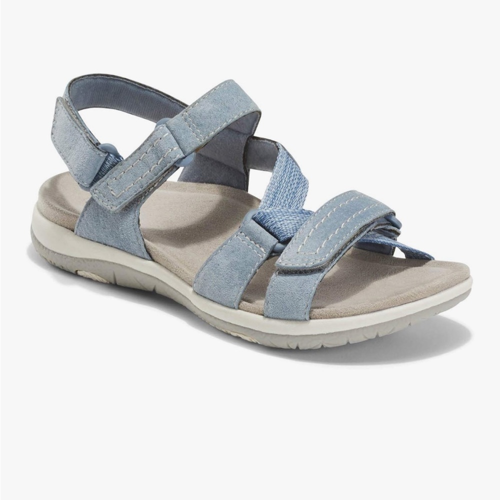 Earth‎ Origins Women Blue Sandals Round Toe Strappy Casual Flat Sandals size 6.5